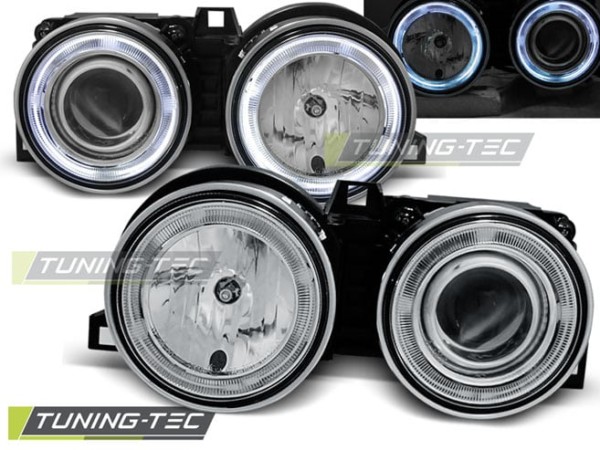 Predné svetlá ANGEL EYES Chróm pre  BMW E30 11.82-06.94