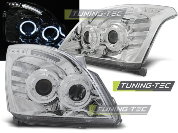 Predné svetlá TOYOTA LAND CRUISER 120 03-09 ANGEL EYES Chróm