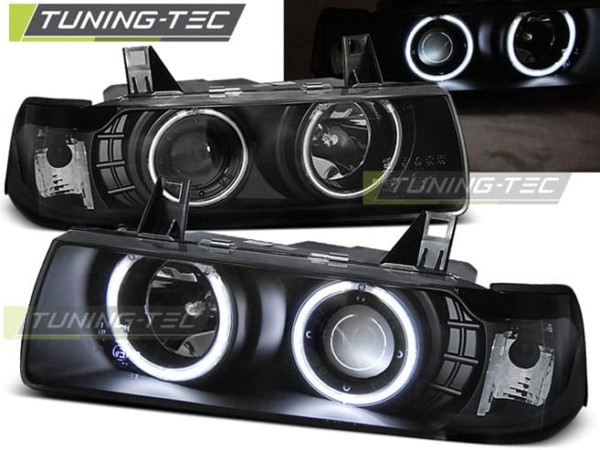Predné svetlá ANGEL EYES CCFL Čierne pre  BMW E36 12.90-08.99 C/C