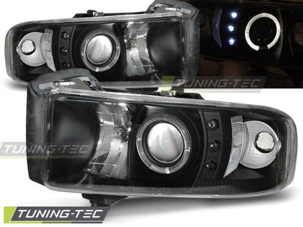Predné svetlá DODGE RAM 94-01 ANGEL EYES Čierne