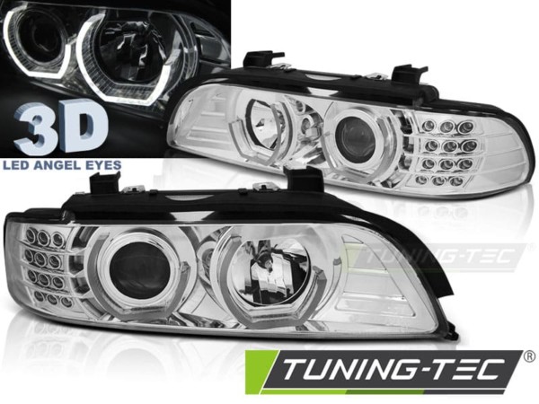 Predné svetlá ANGEL EYES 3D Chróm pre  BMW E39 09.95-06.03