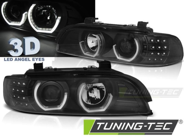 Predné svetlá ANGEL EYES 3D Čierne pre  BMW E39 09.95-06.03