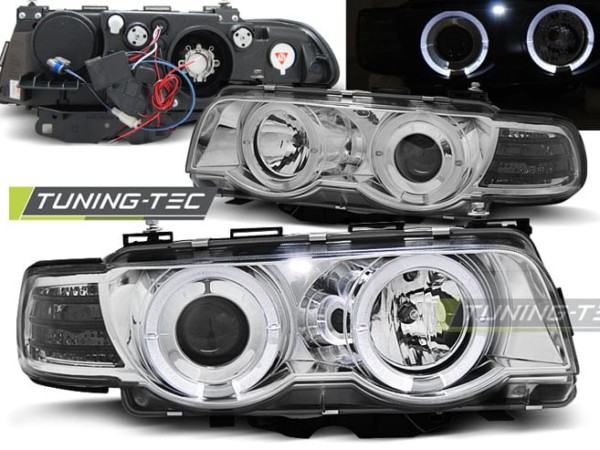 Xenonové predné svetlá ANGEL EYES Chróm pre  BMW E38 09.98-07.01