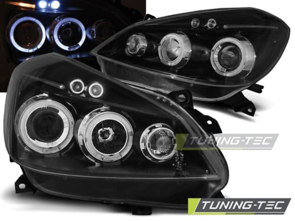 Predné svetlá RENAULT CLIO 3 05-09 Čierne ANGEL EYES