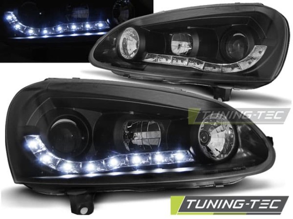 Predné svetlá -Denné svietenie Čierne pre  VW GOLF 5