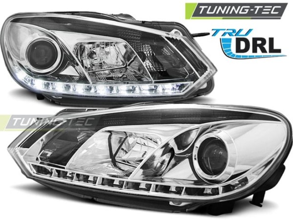 Predné svetlá TRUE DRL Chróm pre  VW GOLF 6 10.08-12