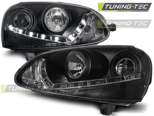 Predné svetlá -Denné svietenie Čierne pre  VW GOLF 5 03-08