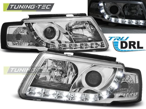 Predné svetlá TRUE DRL Chróm pre  VW PASSAT B5 3B 11.96-08.00