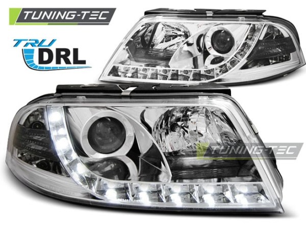 Predné svetlá TRUE DRL Chróm pre  VW PASSAT 3BG 09.00-03.05