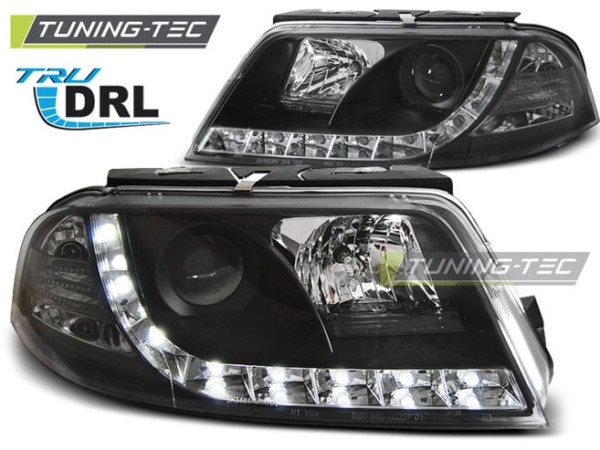 Predné svetlá TRUE DRL Čierne pre  VW PASSAT 3BG 09.00-03.05