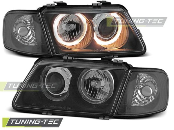 Predné svetlá ANGEL EYES Čierne pre  AUDI A3 08.96-08.00