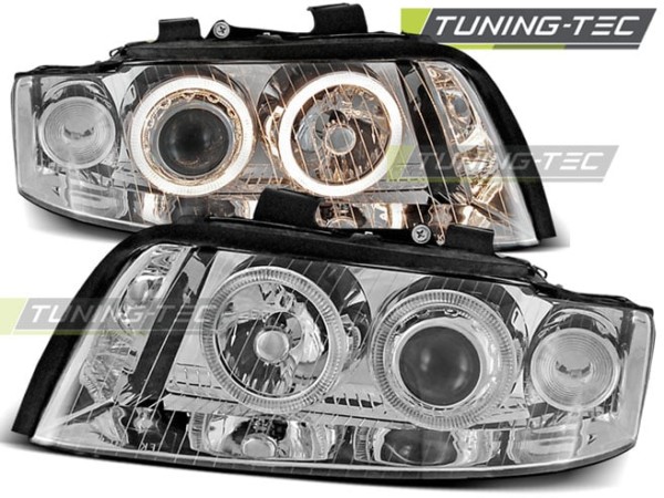 Predné svetlá ANGEL EYES Chróm pre  AUDI A4 10.00-10.04
