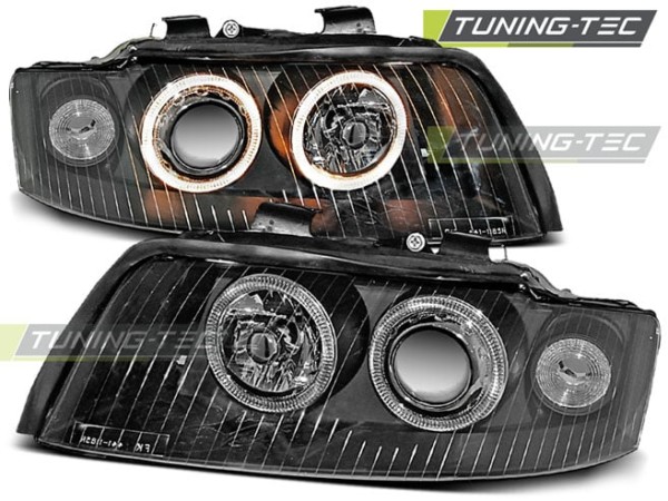 Predné svetlá ANGEL EYES Čierne pre  AUDI A4 10.00-10.04