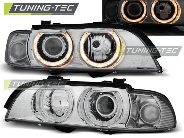 Xenonové predné svetlá ANGEL EYES Chróm pre  BMW E39 09.95-06.03
