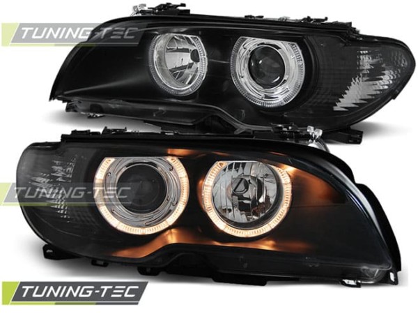Predné svetlá ANGEL EYES Čierne pre  BMW E46 04.03-06 COUPE CABRIO