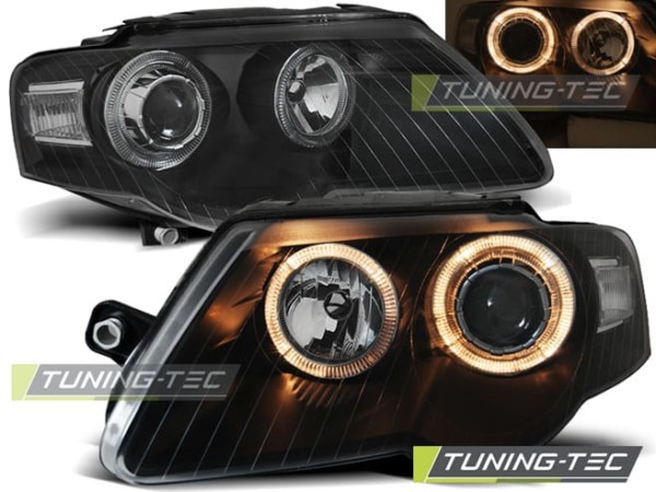 Predné svetlá ANGEL EYES Čierne pre  VW PASSAT B6 3C 03.05-10