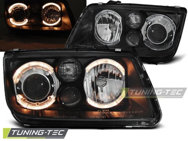 Predné svetlá ANGEL EYES Čierne pre  VW BORA 09.98-07.05