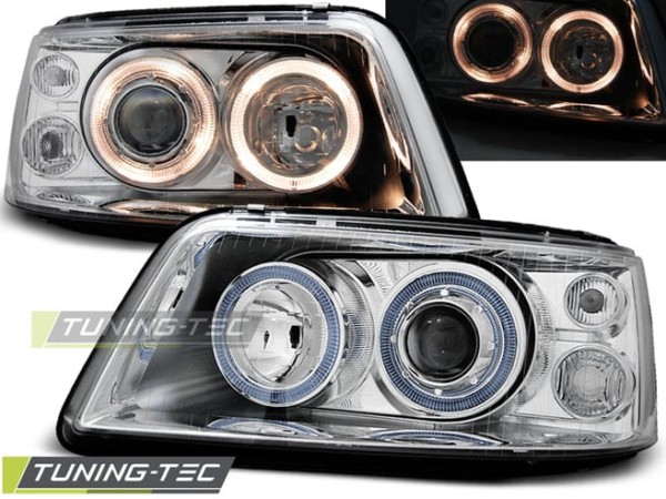 Predné svetlá ANGEL EYES Chróm pre  VW T5 04.03-08.09