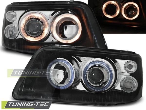 Predné svetlá ANGEL EYES Čierne pre  VW T5 04.03-08.09