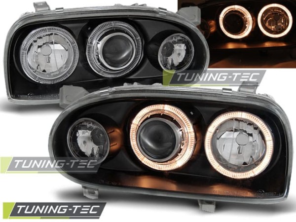 Predné svetlá ANGEL EYES Čierne pre  VW GOLF 3 09.91-08.97