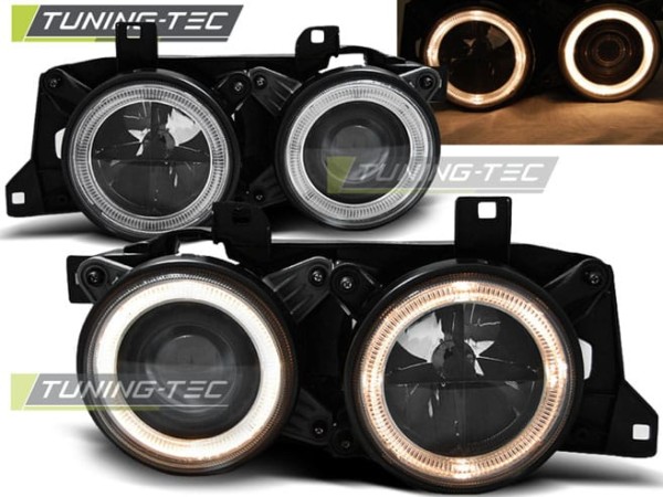 Predné svetlá ANGEL EYES Čierne pre  BMW E32/E34