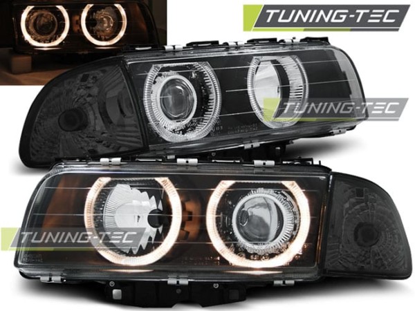 Predné svetlá ANGEL EYES Čierne pre  BMW E38 06.94-08.98