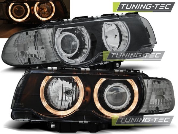 Predné svetlá ANGEL EYES Čierne pre  BMW E38 09.98-07.01