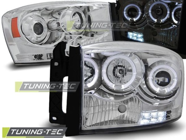 Predné svetlá DODGE RAM 06-08 ANGEL EYES Chróm