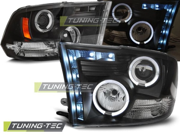 Predné svetlá DODGE RAM 09-18 ANGEL EYES Čierne