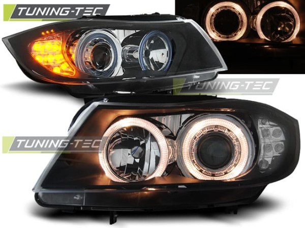Predné svetlá ANGEL EYES Čierne LED INDICATOR pre  BMW E90/E91 03.05-08.08