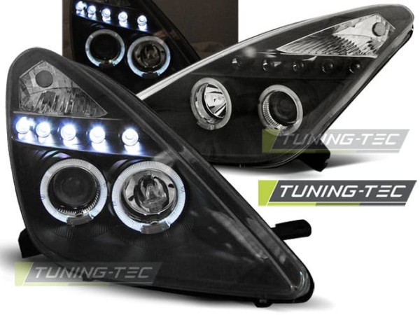 Predné svetlá TOYOTA CELICA T230 99-05 ANGEL EYES Čierne