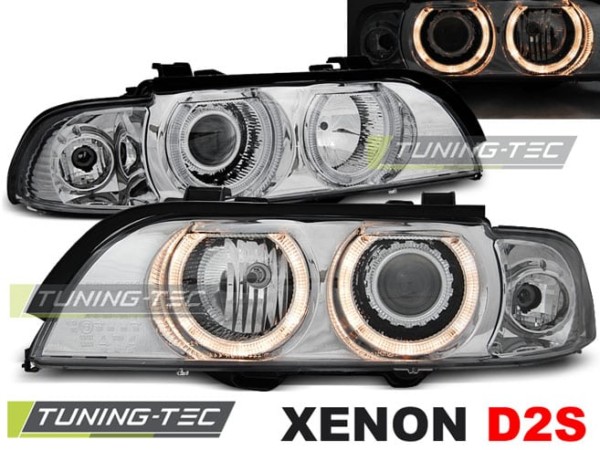 Xenonové predné svetlá ANGEL EYES Chróm pre  BMW E39 09.95-06.03