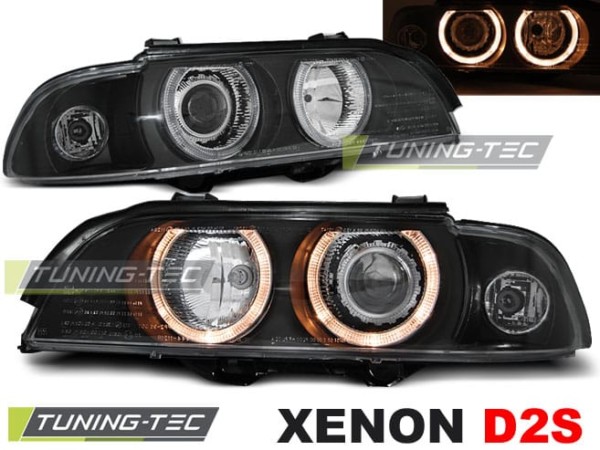 Xenonové predné svetlá ANGEL EYES Čierne pre  BMW E39 09.95-06.03