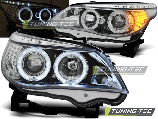 Predné svetlá ANGEL EYES Chróm LED INDICATOR pre  BMW E60/E61 03-07