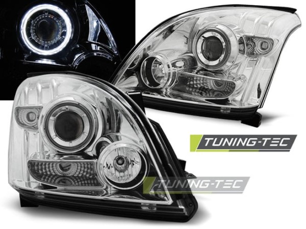 Predné svetlá TOYOTA LAND CRUISER 120 03-09 ANGEL EYES Chróm CCFL