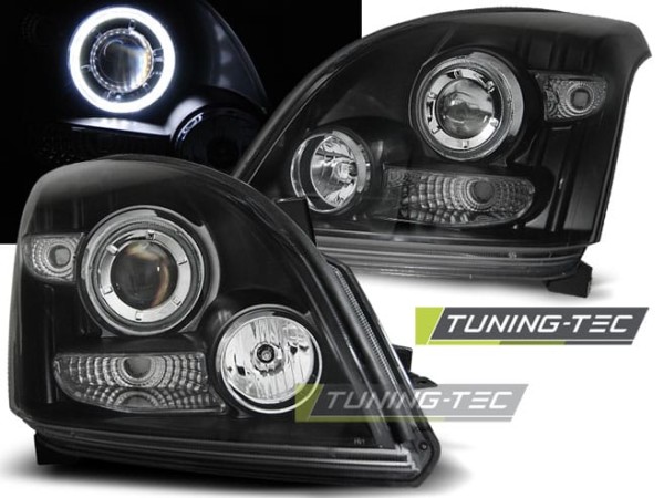 Predné svetlá TOYOTA LAND CRUISER 120 03-09 ANGEL EYES Čierne CCFL