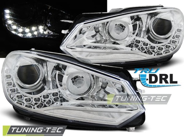 Predné svetlá TRUE DRL Chróm pre  VW GOLF 6 10.08-12