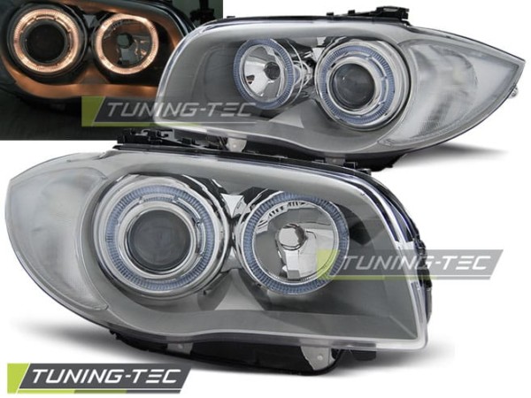 Predné svetlá ANGEL EYES Chróm pre  BMW 1 E87/E81/82/88 04-11