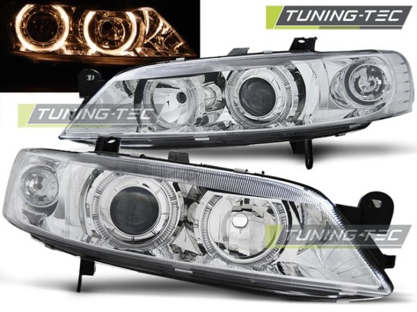 Predné svetlá OPEL VECTRA B 99-02 ANGEL EYES Chróm