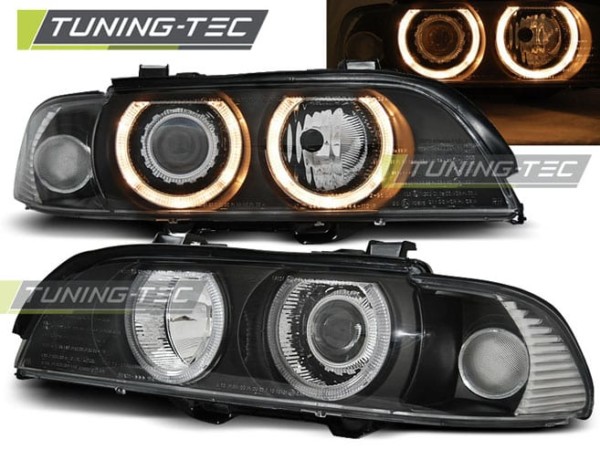 Predné svetlá ANGEL EYES Čierne pre  BMW E39 09.95-06.03