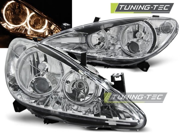 Predné svetlá PEUGEOT 307 04.01-06.05 ANGEL EYES Chróm