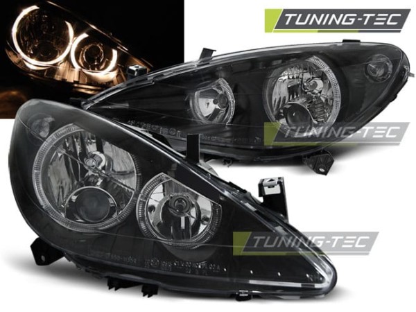 Predné svetlá PEUGEOT 307 04.01-06.05 ANGEL EYES Čierne