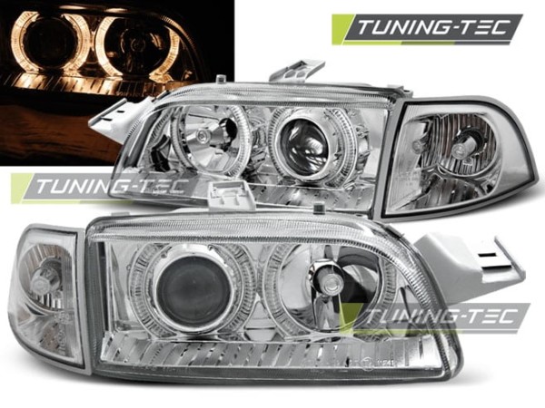 Predné svetlá FIAT PUNTO 1 11.93-09.99 ANGEL EYES Chróm