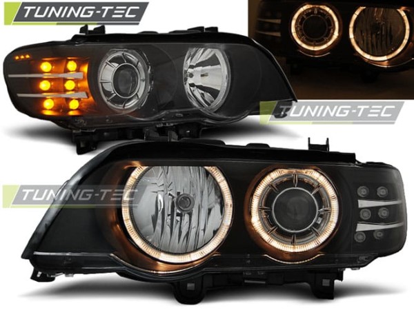 Predné svetlá ANGEL EYES Čierne LED INDICATOR pre  BMW X5 E53 09.99-10.03