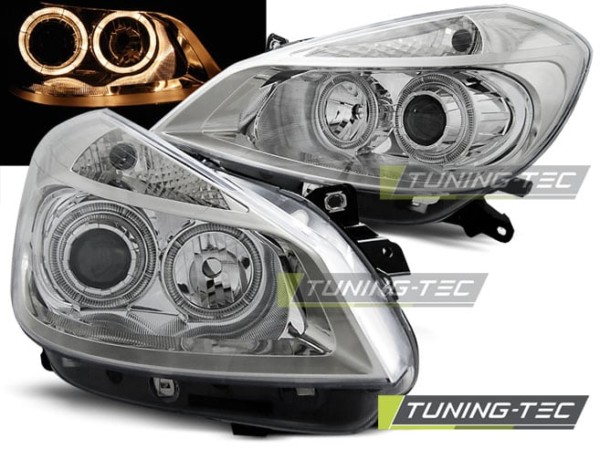 Predné svetlá RENAULT CLIO 3 05-09 Chróm ANGEL EYES