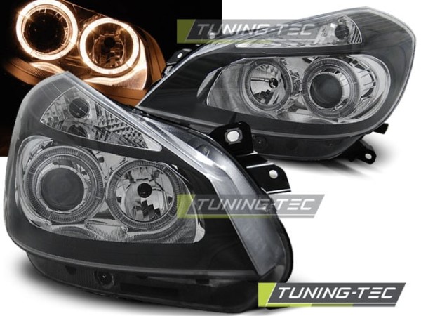 Predné svetlá RENAULT CLIO 3 05-09 Čierne ANGEL EYES