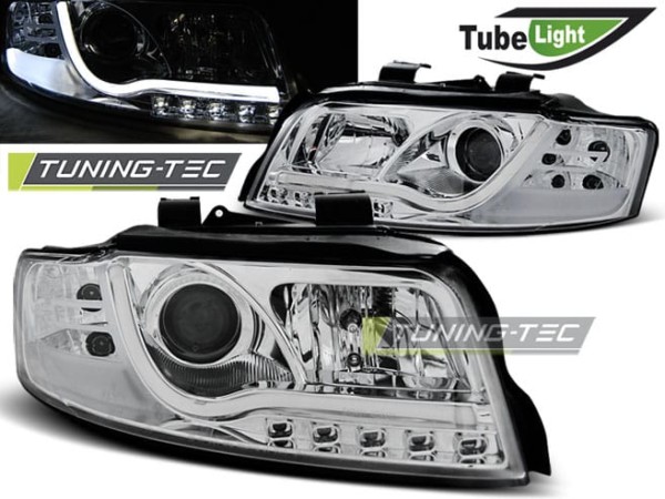 Predné svetlá TUBE LIGHT Chróm pre  AUDI A4 10.00-10.04
