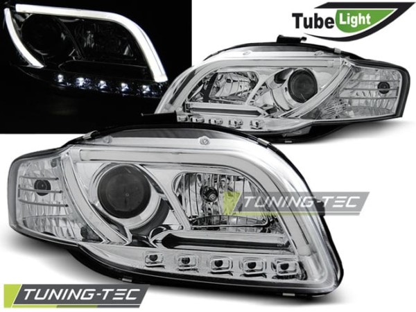 Predné svetlá TUBE LIGHT Chróm pre  AUDI A4 B7 11.04-03.08