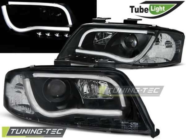 Predné svetlá TUBE LIGHT Čierne pre  AUDI A6 06.01-05.04