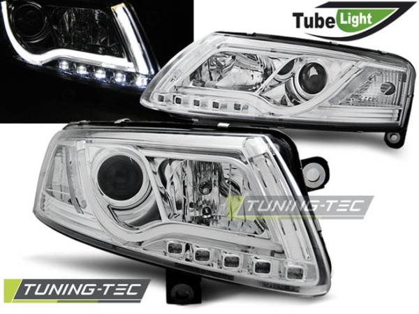 Predné svetlá TUBE LIGHT Chróm pre  AUDI A6 C6 04.04-08